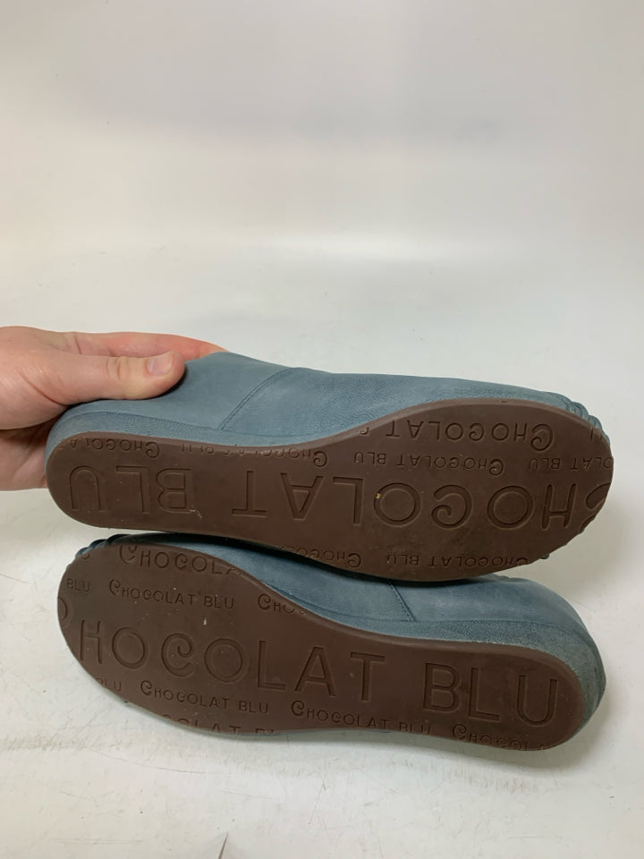 Chocolat Blu Pleated Leather Ballet Flats