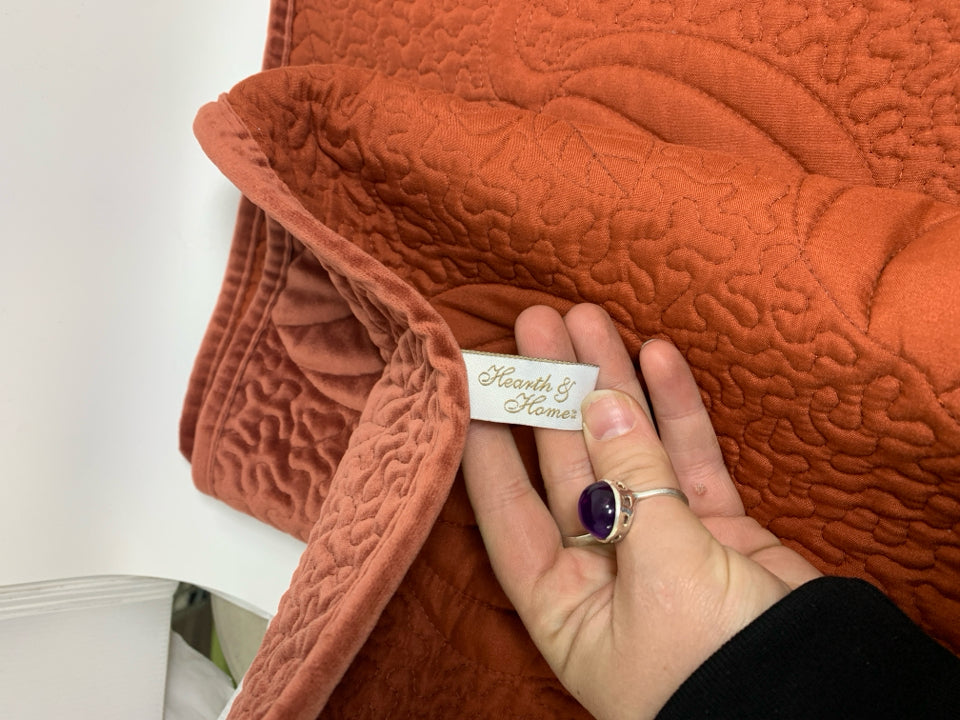 EMBOSSED PUMPKINS BURNT ORANGE VELOUR TABLE RUNNER.