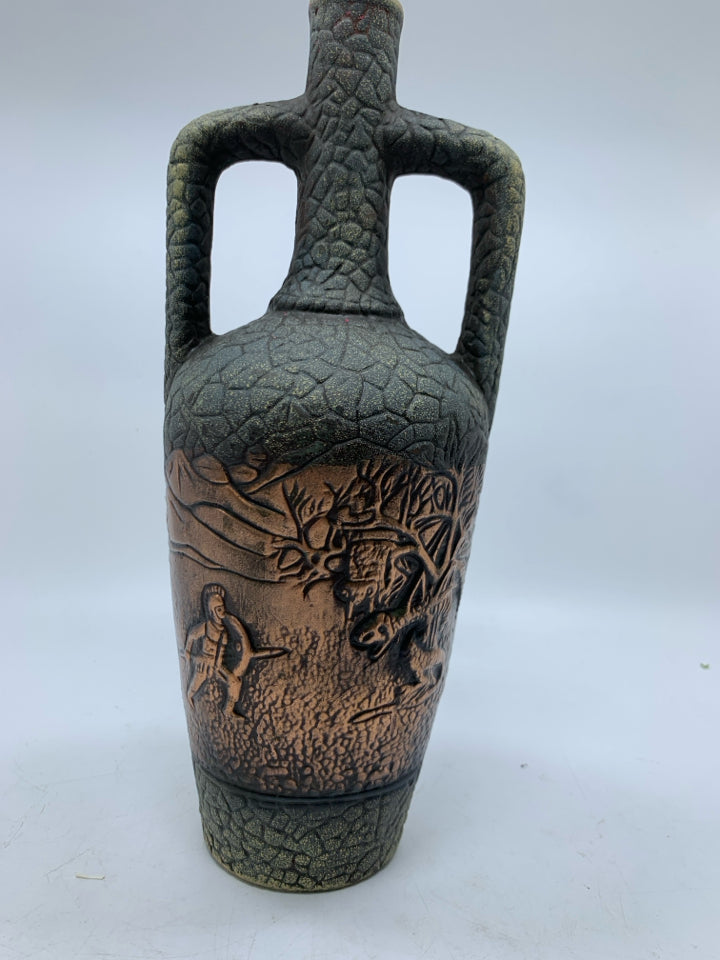 EMPTY KAKHURI GVIINIS MARANI ARGO CERAMIC WINE BOTTLE FOLK ART.