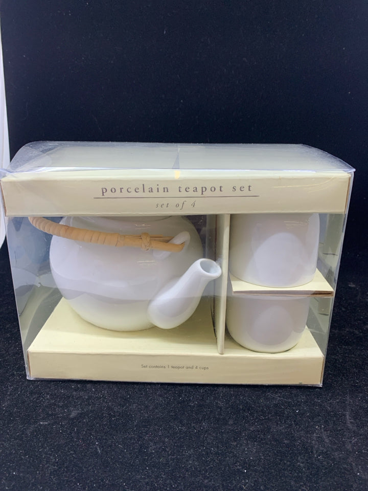 NIB WHITE 5 PC TEA SET PIER ONE.