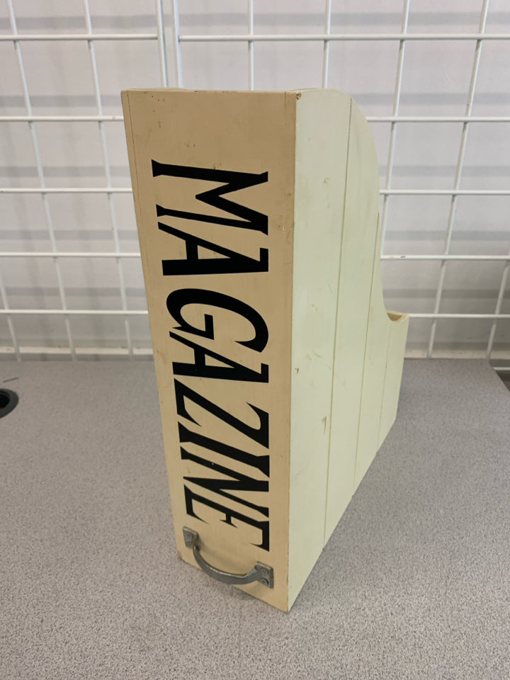 WOODEN MAGAZINE HOLDER.