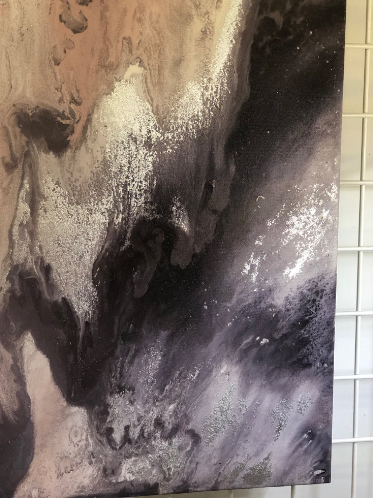PINK, BLACK MARBLE PRINT CANVAS.