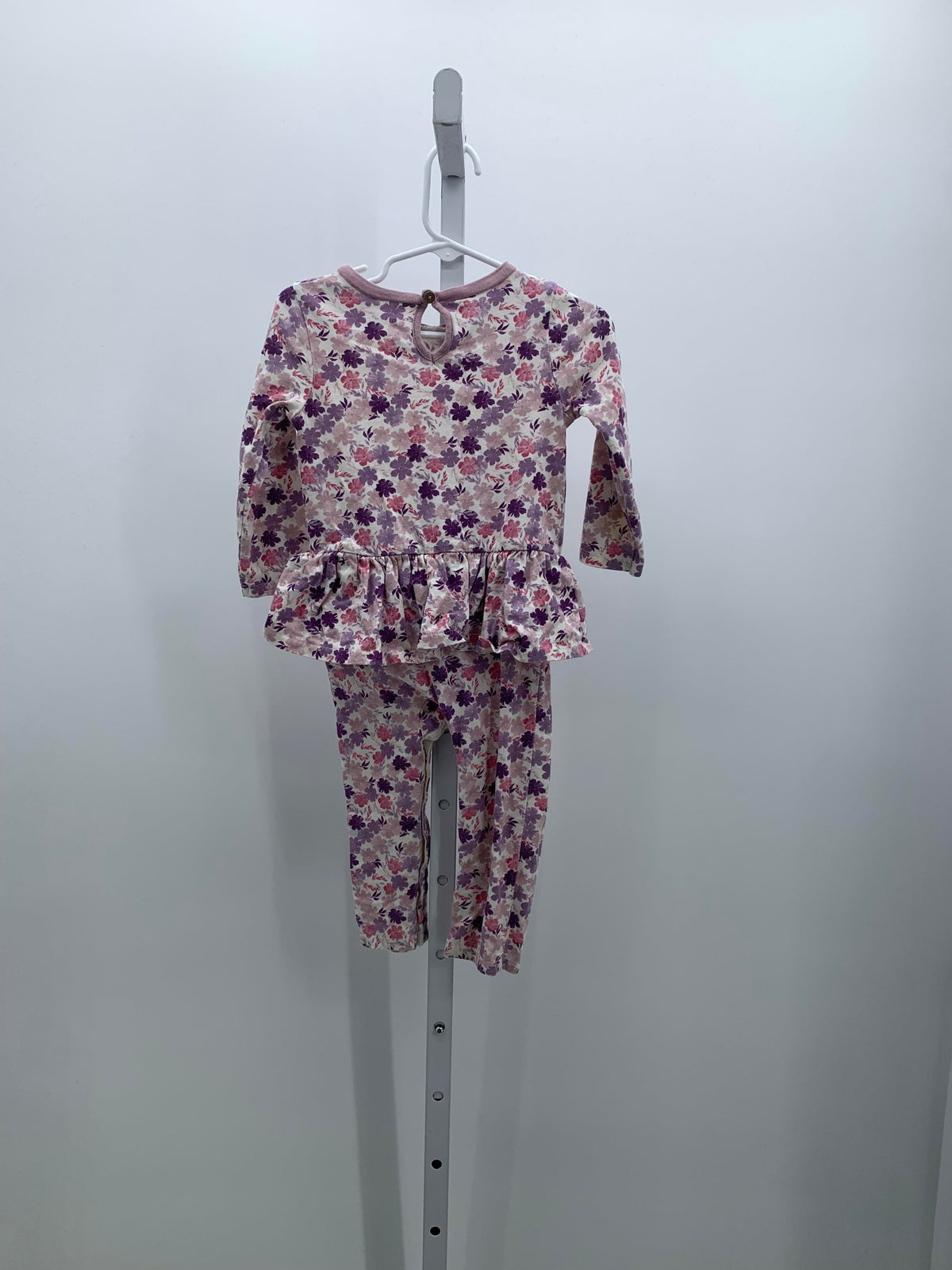 FLORAL PEPLUM WAIST KNIT ROMPER