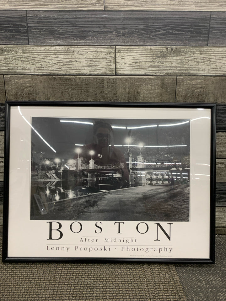 B&W BOSTON AFTER MIDNIGHT WALL ART PHOTOGRAPHY.