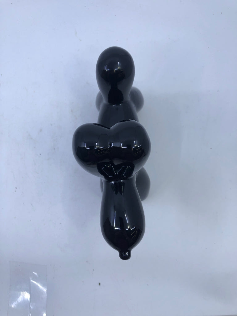 BLACK CERAMIC BALLOON DOG.