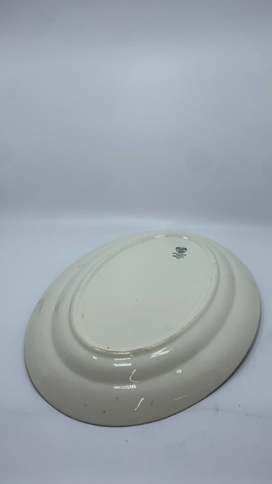 VTG OVAL SERVING PLATTER W/FLORAL ACCENTS.