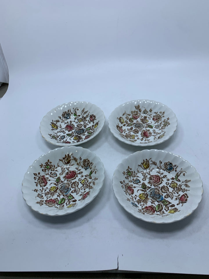 VTG 4 STAFFORDSHIRE BOUQUET PATTERN BERRY BOWLS.