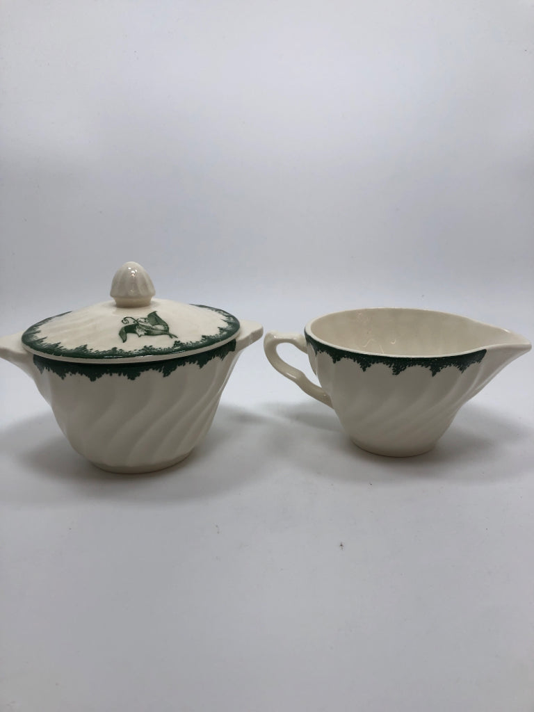 2PC LILY OF THE VALLEY SUGAR/CREAMER SET.
