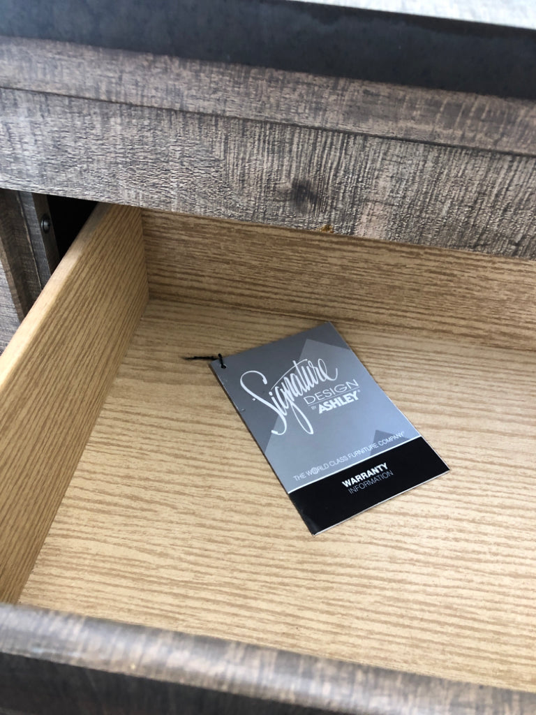 RUSTIC 5-DRAWER DRESSER W/METAL ACCENTS ASHLEY FURNITURE.