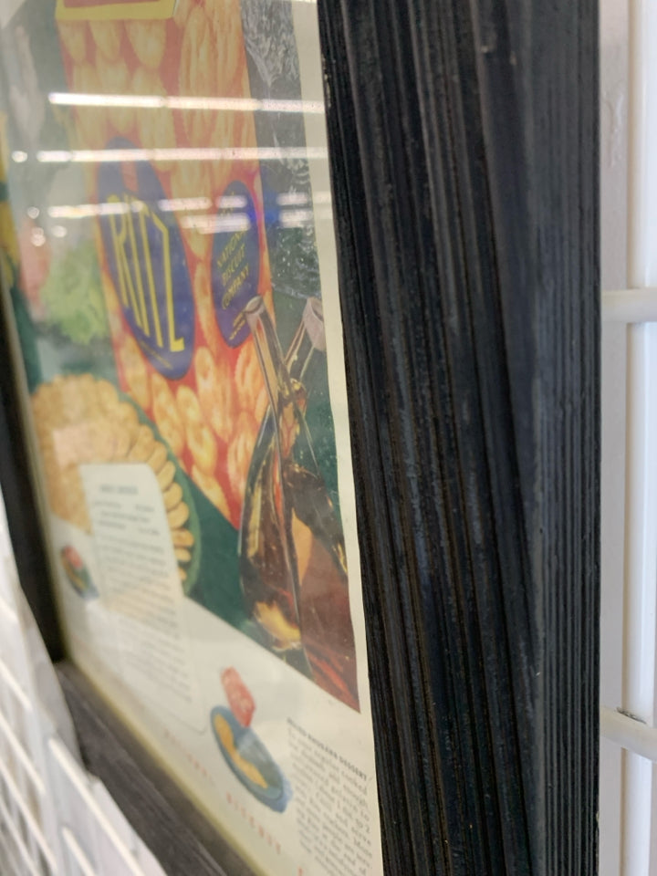 VTG RITZ CRACKER FRAMED PRINT.