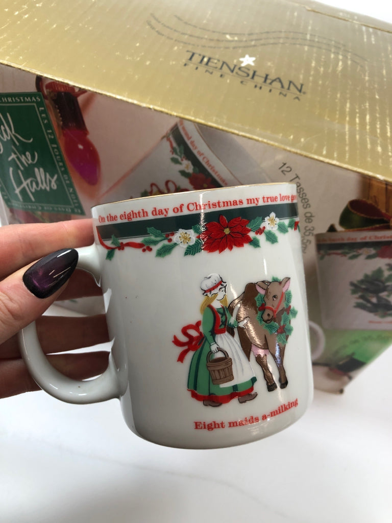 TWELVE DAYS OF CHRISTMAS MUGS- 12 MUGS.