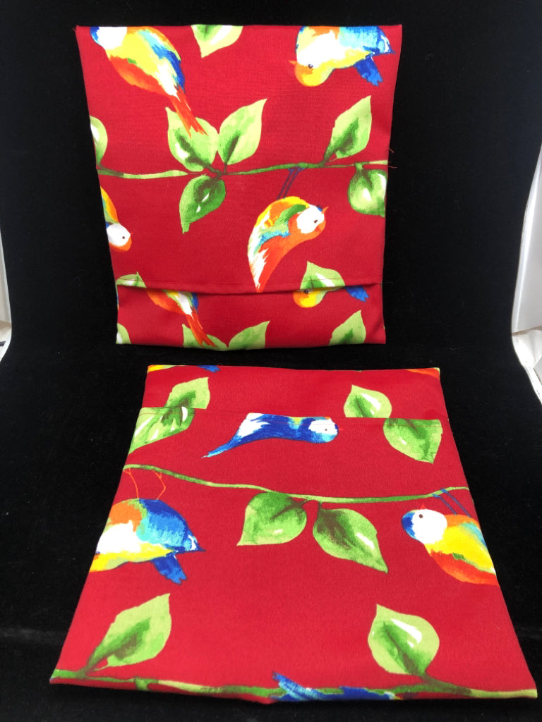 2 RED BIRD PILLOW SHAMS.