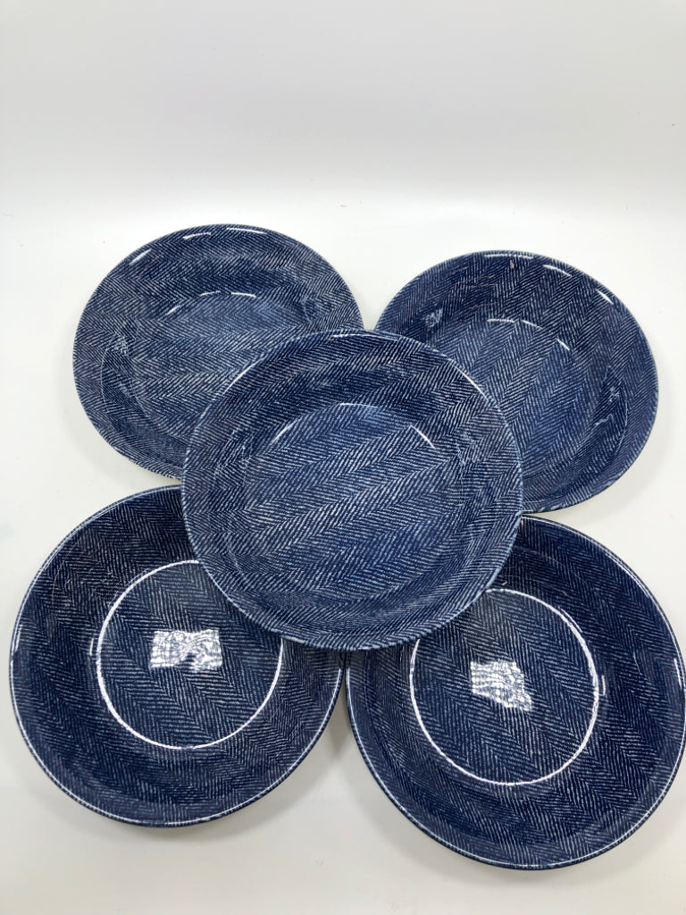 22PC BLUE DENIM PRINT DINNER SVC FOR 5.