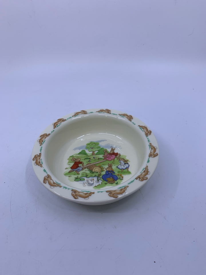 BUNNYKINS CEREAL BABY FEEDING BOWL SEE SAW SCENE.
