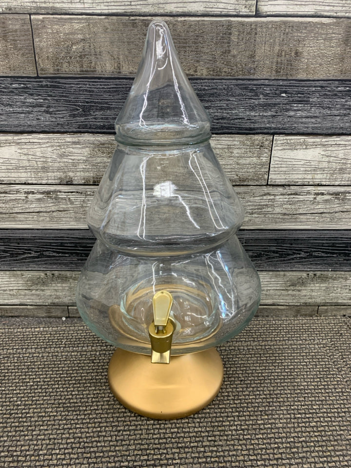 GOOD BASE W/ CLEAR TREE GLASS DRINK DISPENSER.