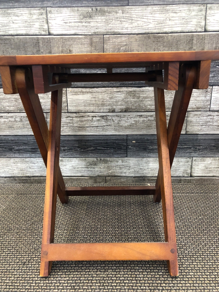 DARK WOOD SMALL FOLDING SHOWER STOOL.