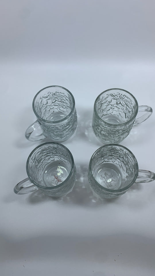 4 PRINCESS HOUSE FANTASIA POINSETTIA EMBOSSED GLASSES.