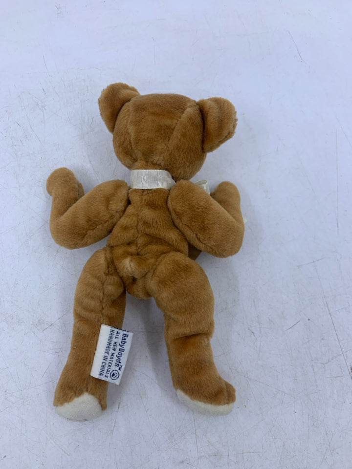 MINI LIGHT BROWN BEAR W/ WHITE BOW.