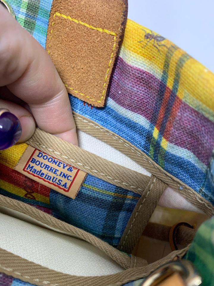 Vtg Dooney & Bourke Madras Plaid Patchwork 'Picnic' Purse *No Long Strap/Signs O