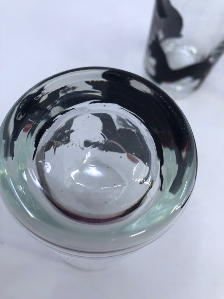 4 HAND PAINTED DOG GLASSES.