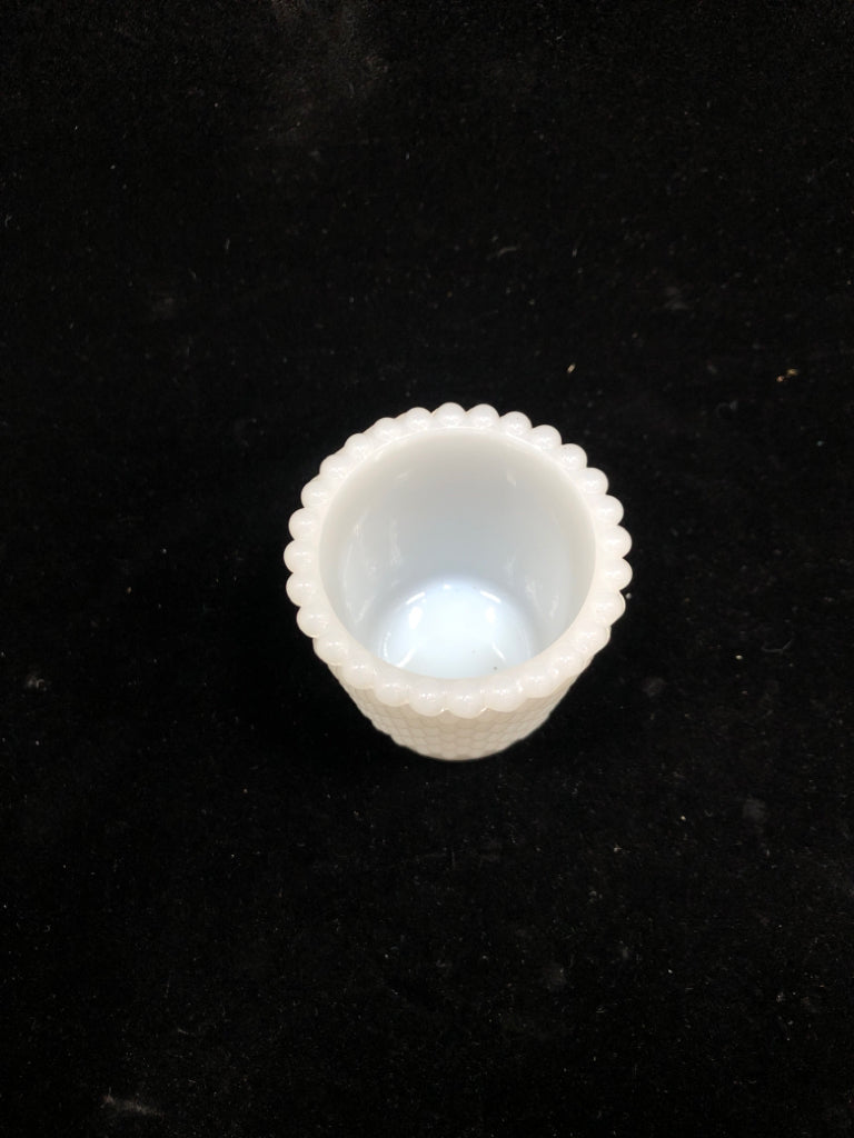 VTG SM MILK GLASS TOOTHPICK HOLDER.