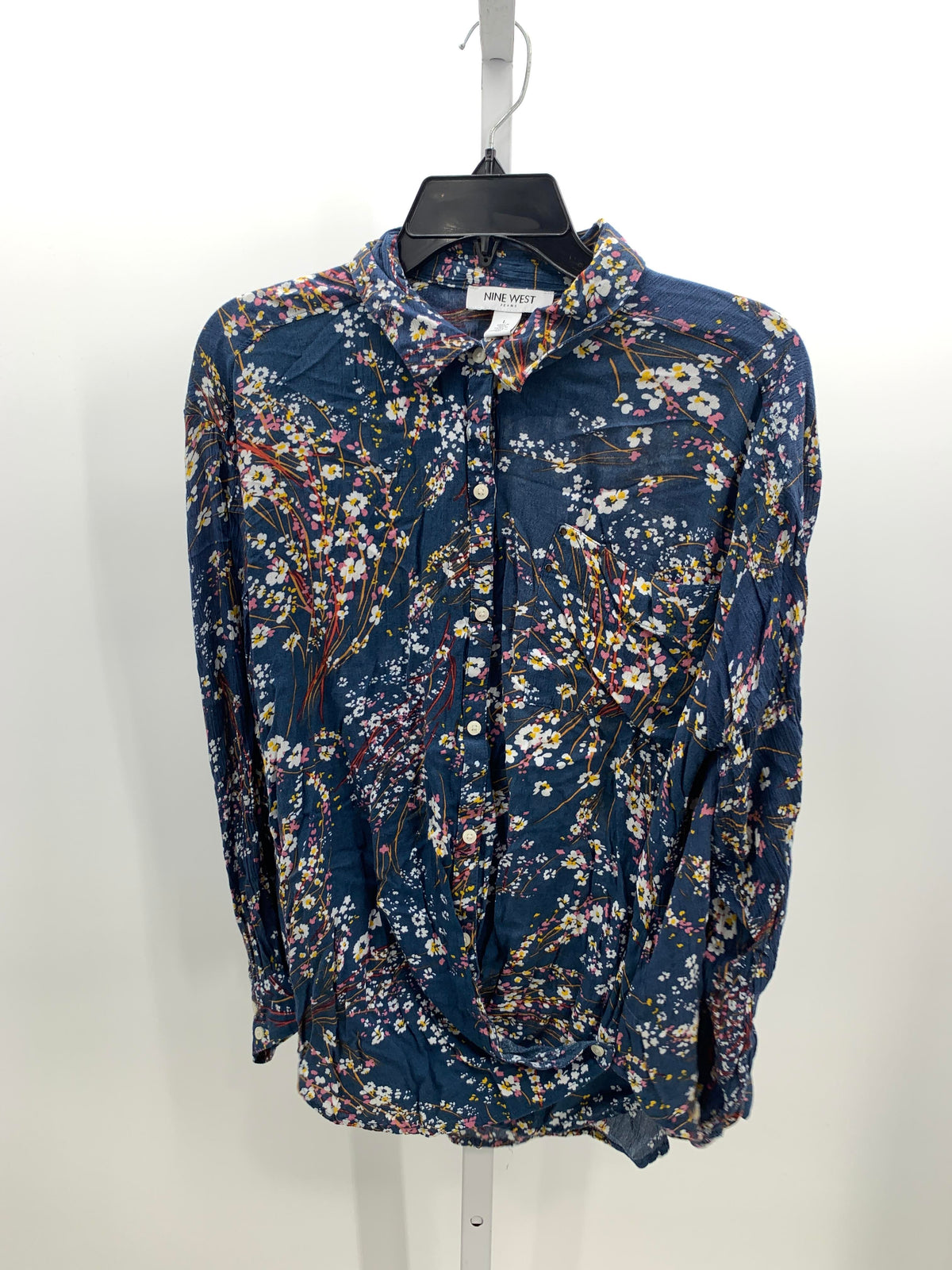 Nine West Size Large Misses Long Sleeve Shirt