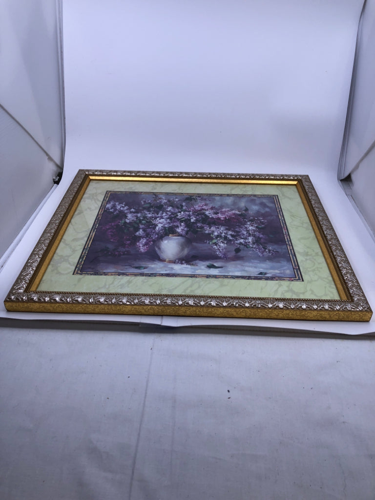 FRAMED LILACS IN VASE FRAMED PRINT.