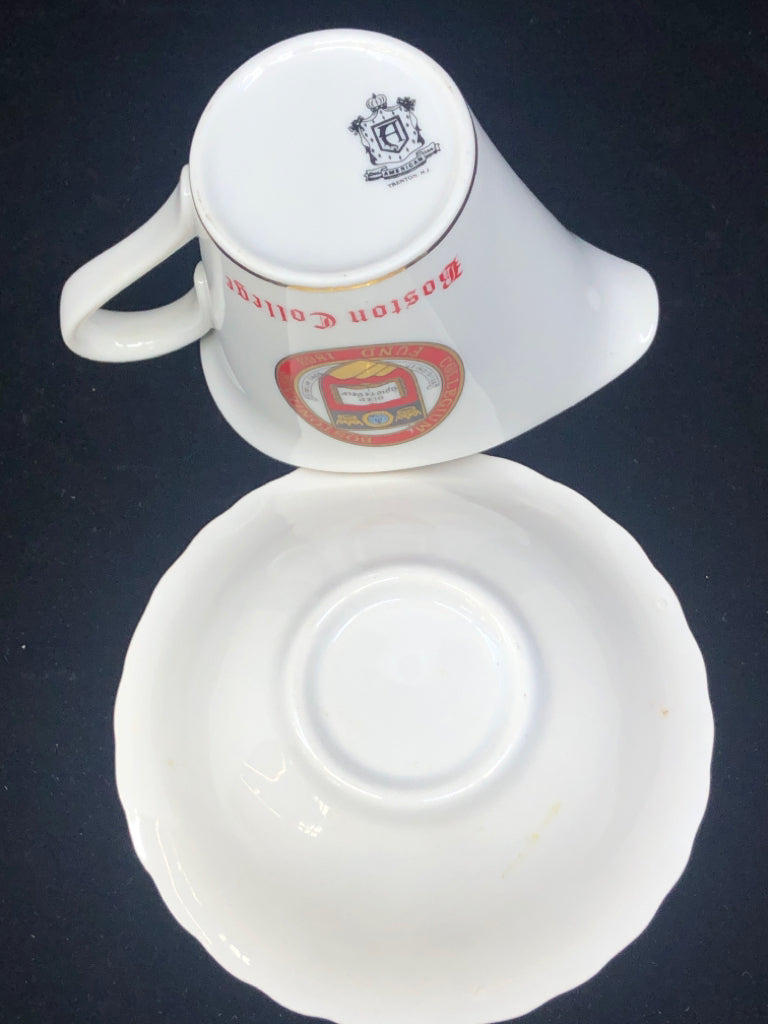 COFFEE CREAMER CUP WIRTH SAUCER BOSTON COLLEGE.