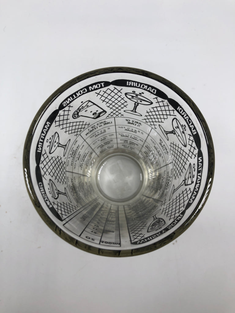 IRVINWARE VTG GLASS COCKTAIL RECIPE TUMBLER.