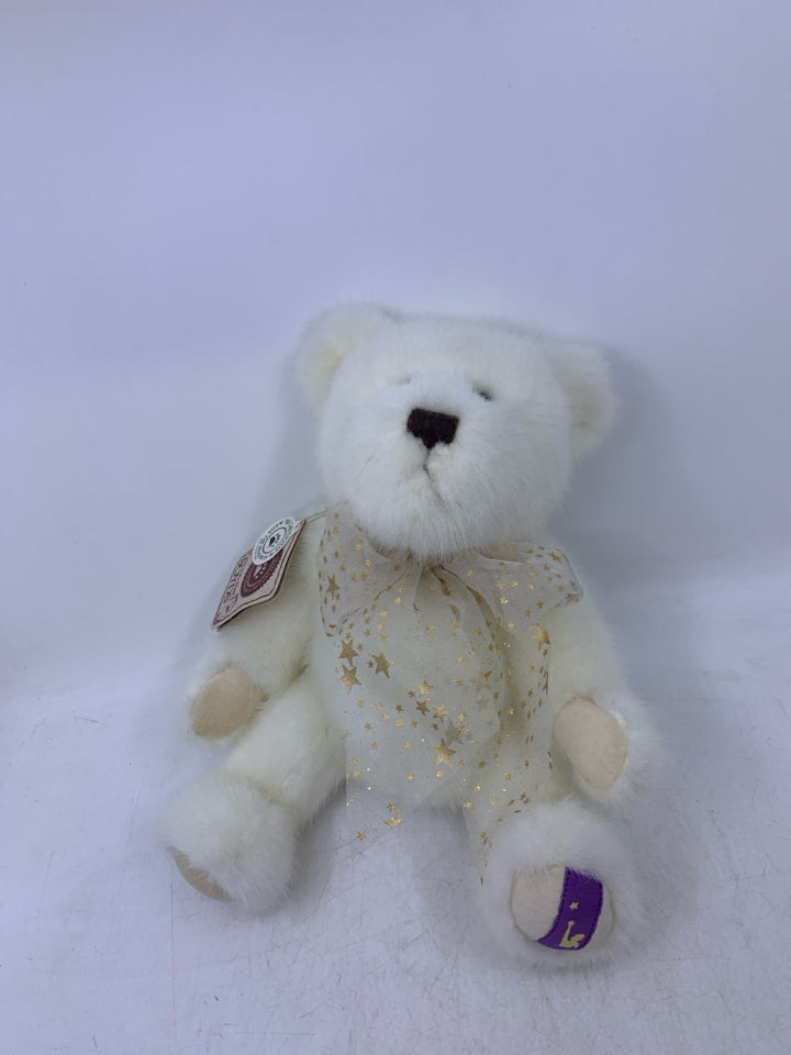 WHITE BEAR W/ SHEER STARS BOW.