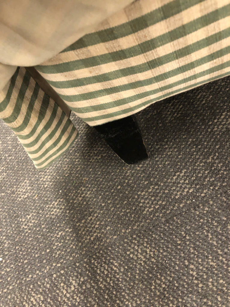 GREEN & WHITE GINGHAM CHAIR W/OTTOMAN.