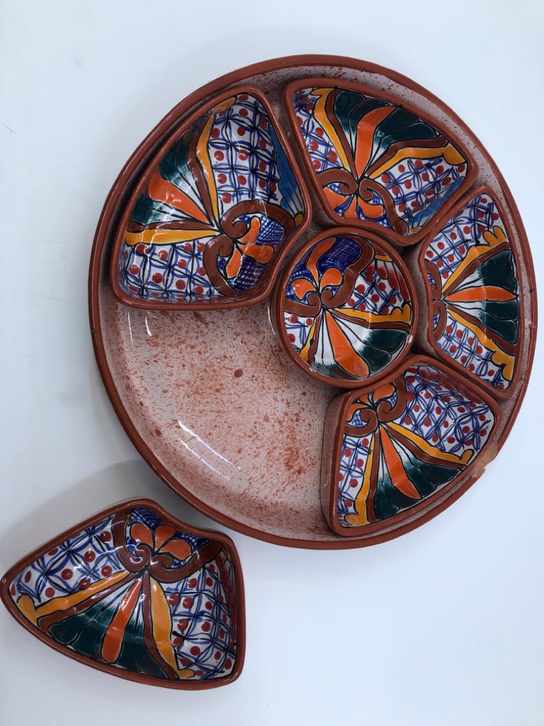 7PC TERRA COTTA SERVING PIECE SET- MEXICO.