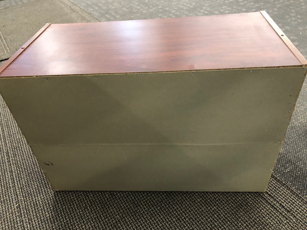 BROWN 2 DRAWER LOW CABINET.