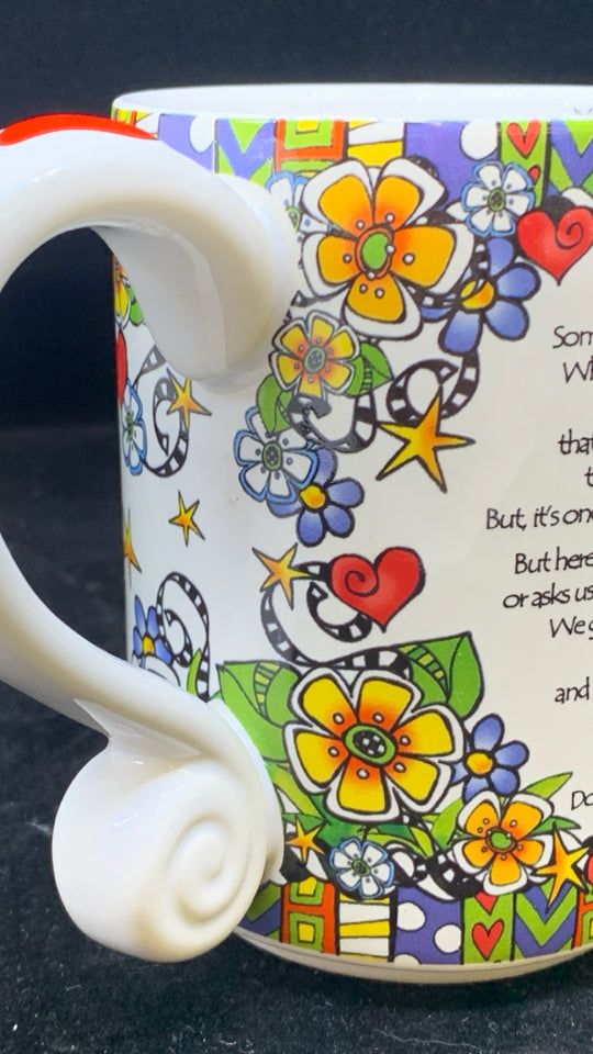 DON'T LET ANYONE WHITE MUG W/ COLORFUL DETAILS.