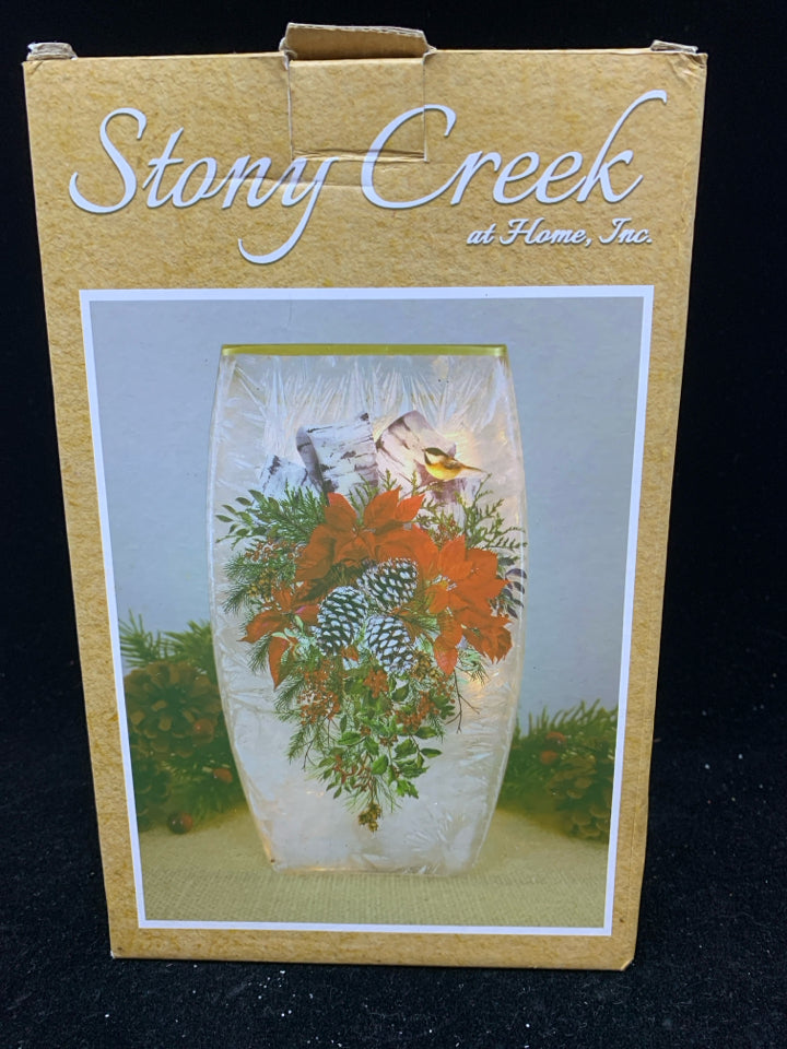 NIB LIGHT-UP FROSTED GLASS VASE.