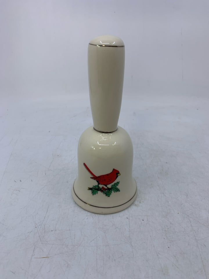 CREAM CERAMIC PRINTED CARDINAL BELL.