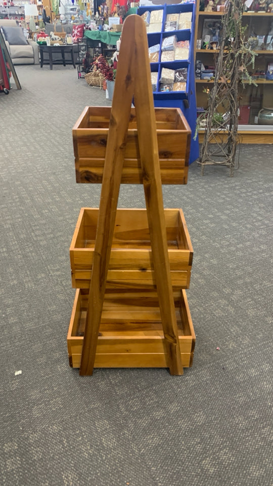 3-TIER WOODEN TOWER SHELF.