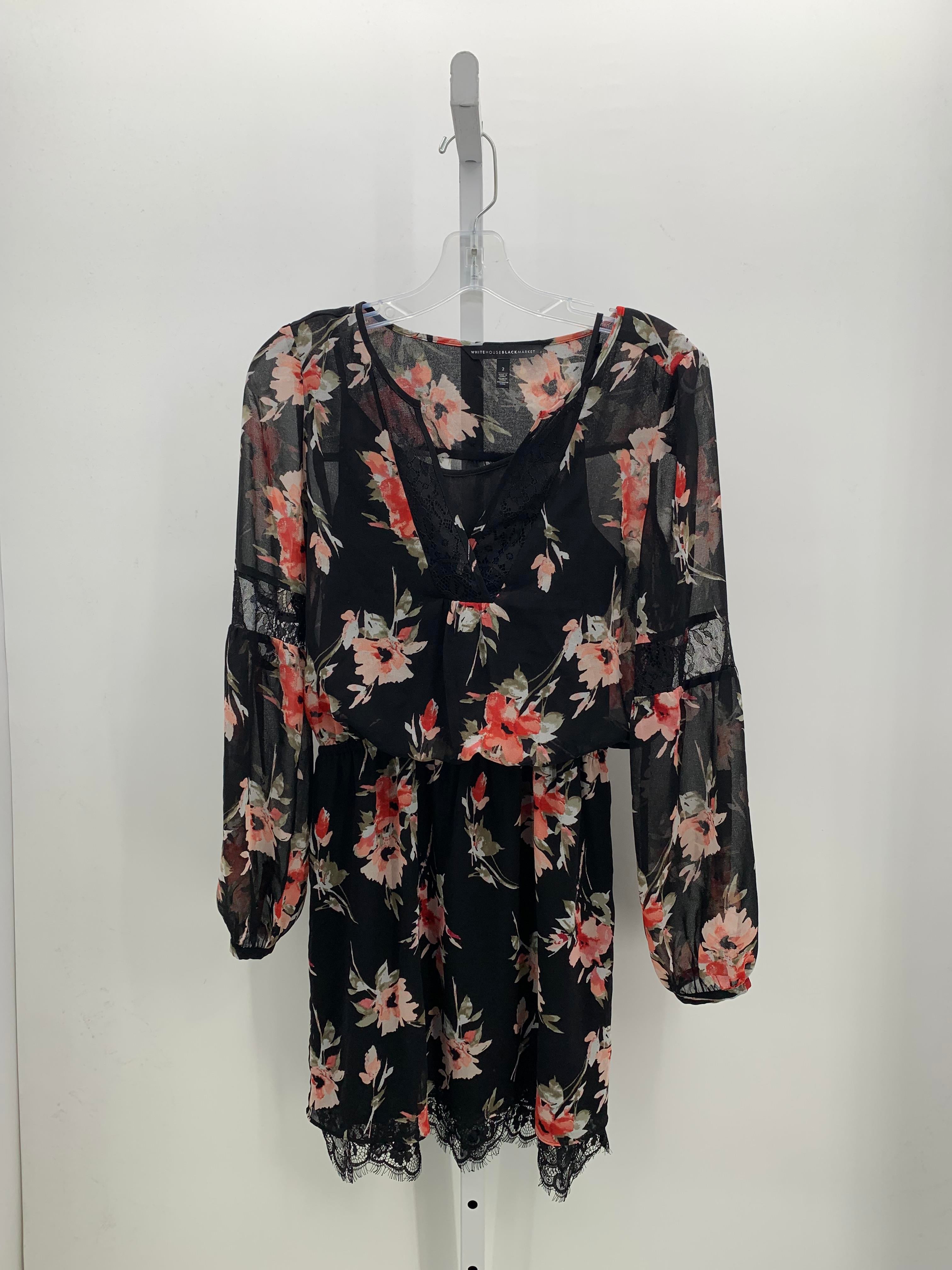 White House Black Size 2 Misses Long Sleeve Dress