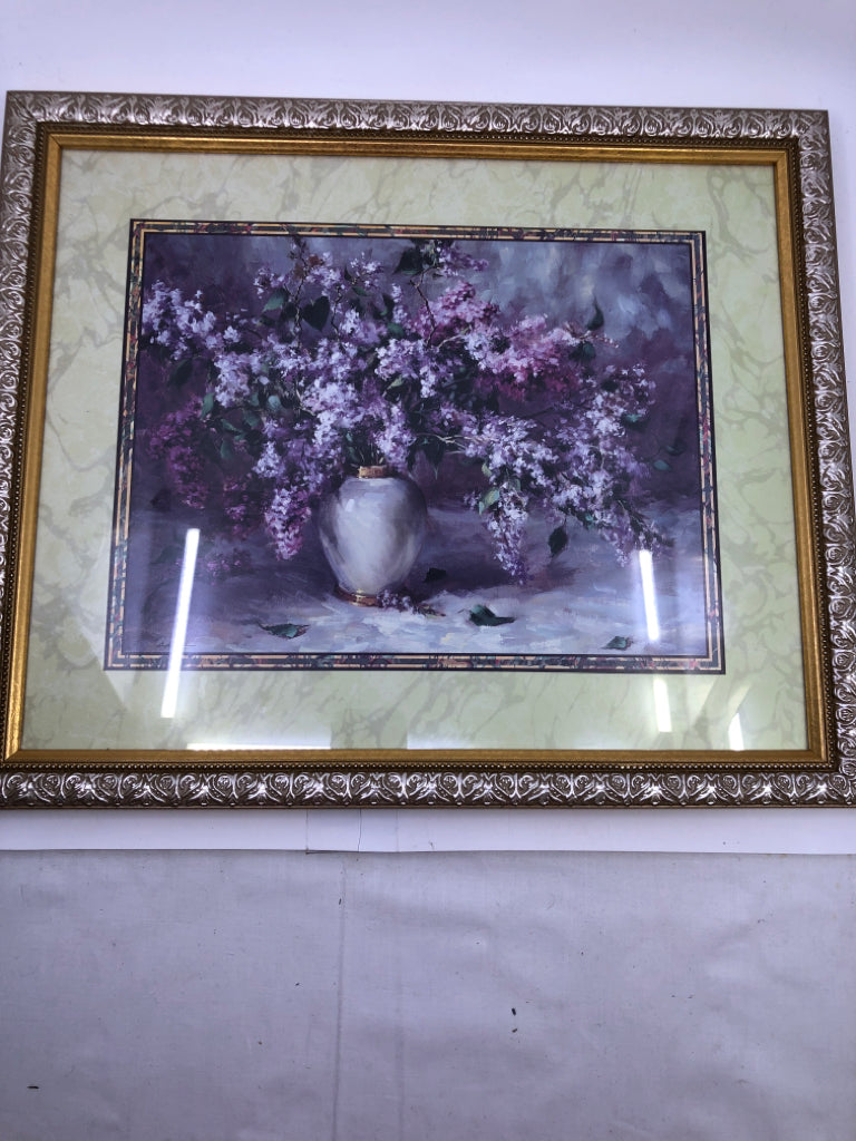 FRAMED LILACS IN VASE FRAMED PRINT.