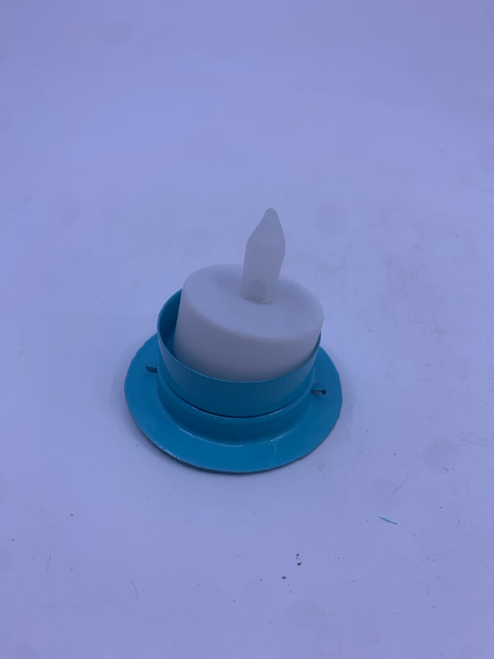 LIGHT BLUE METAL TEA LIGHT LANTERN.