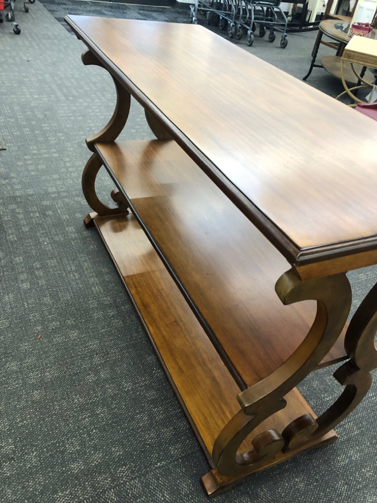 3 SHELF WOOD SOFA TABLE.
