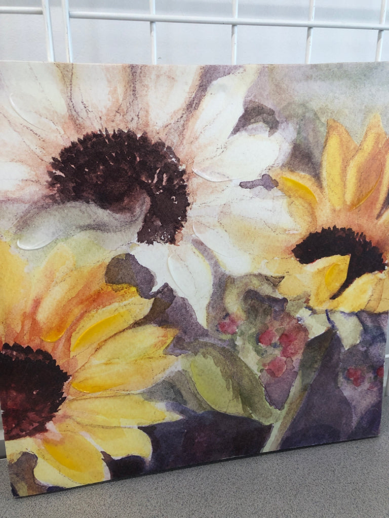 MULTI COLOR SUNFLOWERS ON CANVAS.