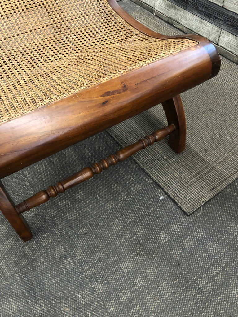 COLONIAL-STYLE HAND CANE OTTOMAN.