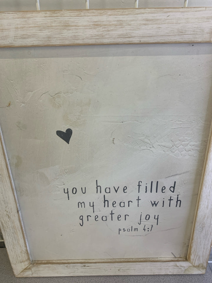 YOU HAVE FILLED MY HEART-WHITEWASHED FRAMED PRINT.