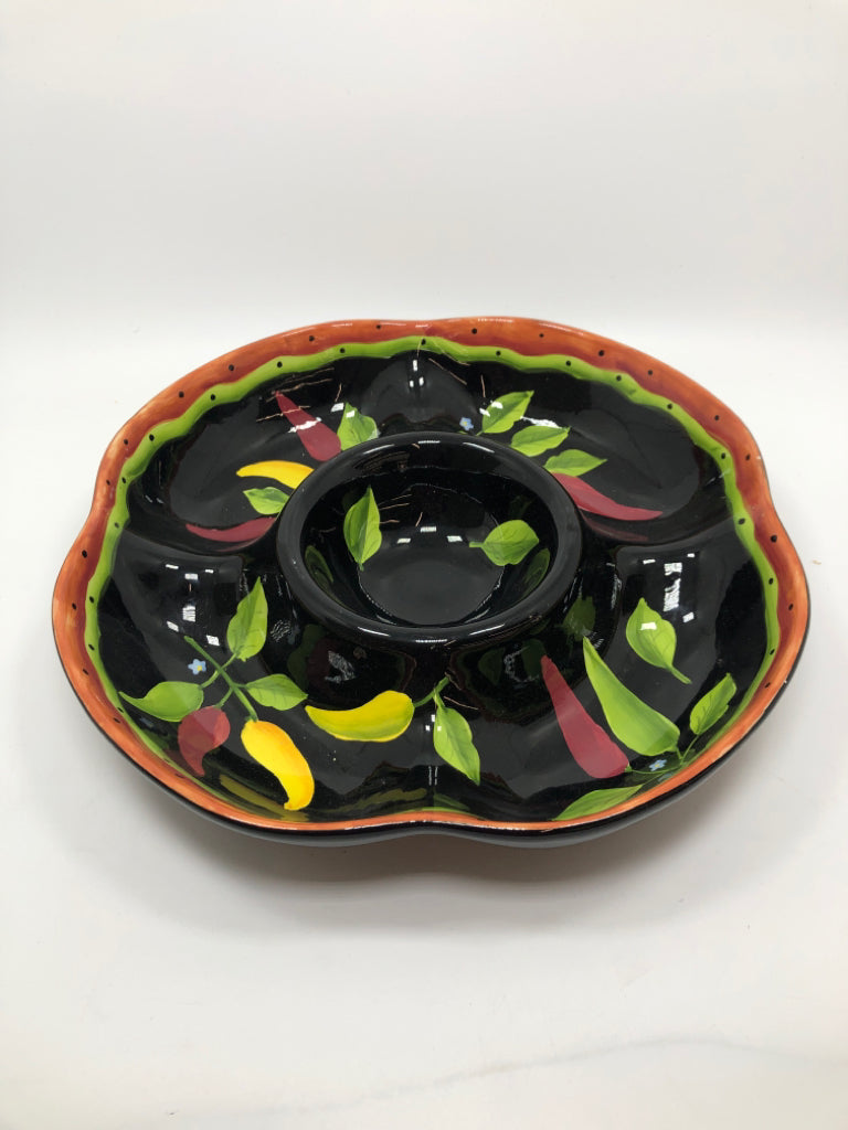 DIVIDED CERAMIC LEAF TRAY.