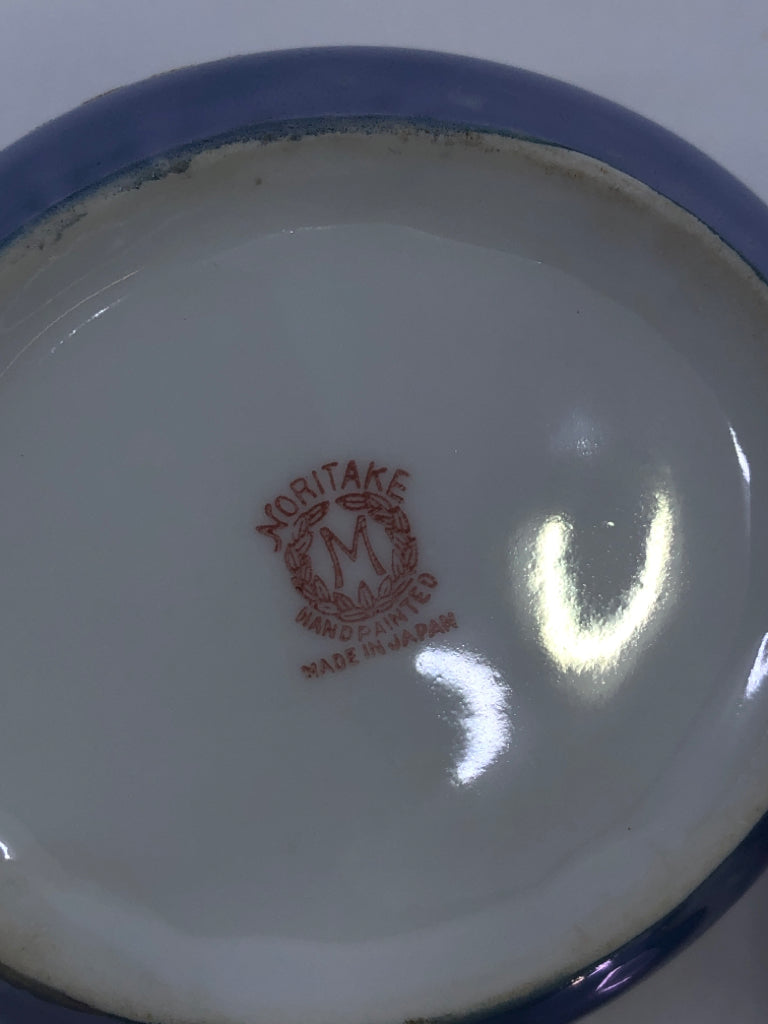 VTG BLUE AND ORANGE FLORAL W GOLD ACCENTS CREAMER AND SUGAR.