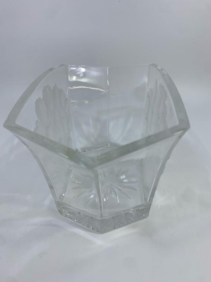 FROSTED TULIP ANGLED VASE.