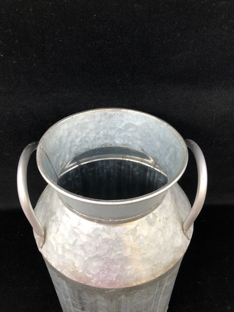 GALVANIZED MILK CAN W/2 HANDLES.