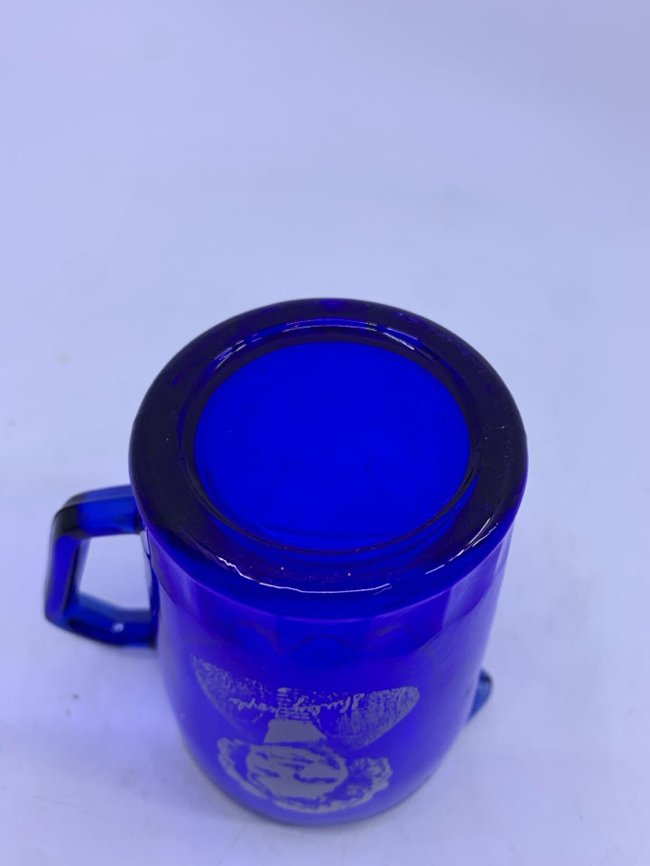 VTG COBALT BLUE GLASS SHIRLEY TEMPLE CREAMER.