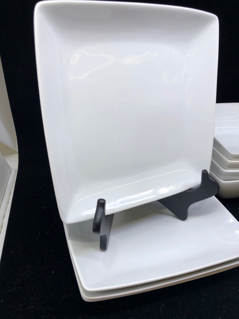 12PC WHITE SQUARE ROUNDED EDGE SERV FOR 4 SET.